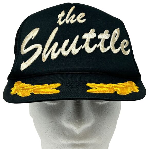 Vintage The Shuttle Trucker Hat Baseball Cap 80s Scrambled Eggs Snapback Black - Picture 1 of 11